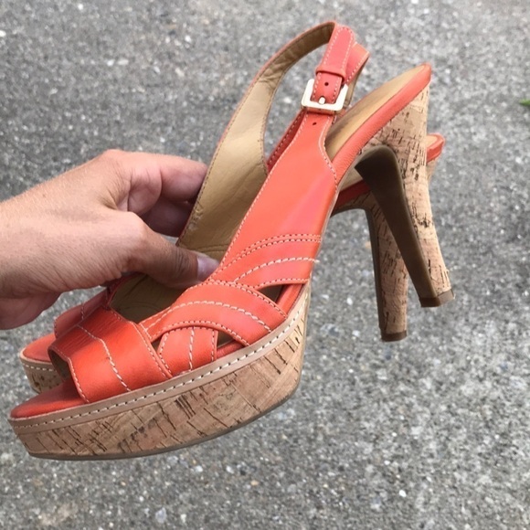 Nine West Presidayo orange cork stiletto - Picture 4 of 6